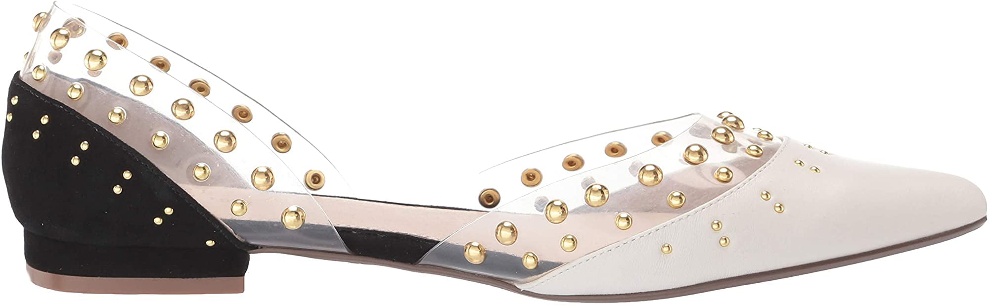 Cecelia New York Min Ballet Flats Navy White Clear Chic Pointy Studded Shoe 
