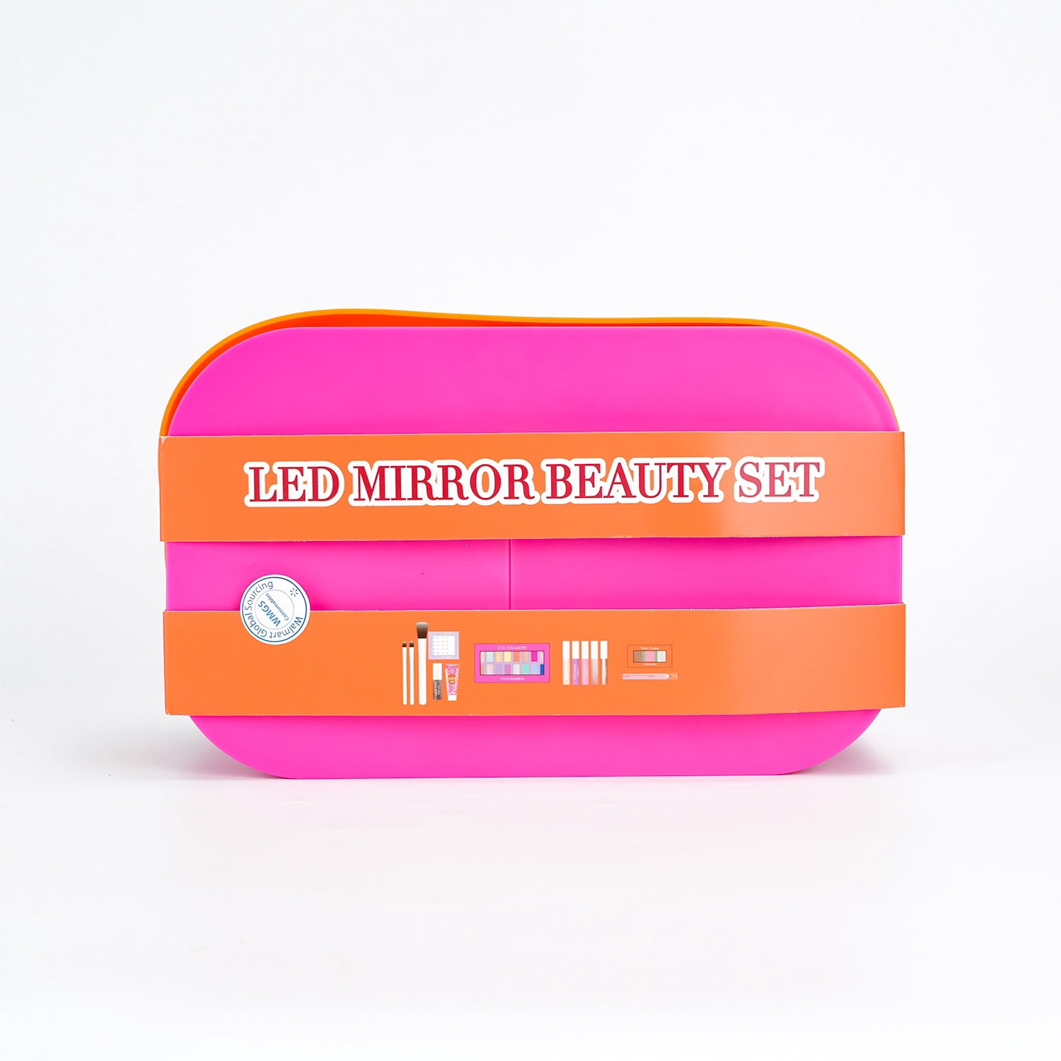 LED Mirror Makeup Set, Pink, 32 Pieces