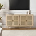 thumbnail image 3 of Boho Wooden Rattan 4 Doors TV Stand Storage Credenzas Sideboard Buffet Cabinet Acorn, 3 of 10