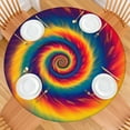 thumbnail image 2 of Colorful Rainbow Tie Dye Spiral Pattern Round Fitted Tablecloth with Elastic Edge,Dining Table Cover Waterproof,Outdoor Round Tablecloth for Camping,Dining,Indoor and Outdoor, 2 of 7