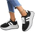 thumbnail image 3 of Sewkxo Women Retro Sneakers Fashion Classic Gum Sole Tennis Skate Shoes Casual Trendy Walking Trainer Anti Slip Flat Low-Top Footwear,Black 37, 3 of 4