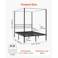 thumbnail image 2 of KFFKFF Full-Size Canopy Bed Frame for Bedroom, Durable Steel Bed Frame,  No Box Spring Required, Underbed Storage, Simple Assembly, Black, 2 of 9