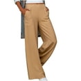 thumbnail image 2 of Levmjia Women's Jeans Plus Size Pants Clearance Summer Women's Fashion Casual Cotton And Linen Solid Elastic Waist Long Straight Pants Khaki, 2 of 6
