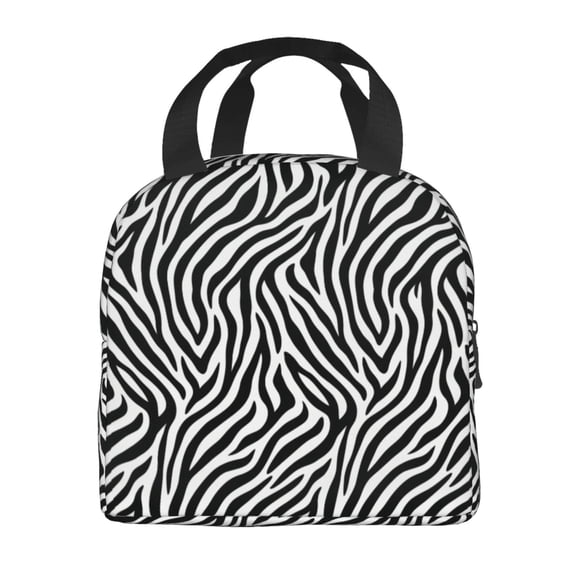 Zebra Stripe Insulated Lunch Bag, Reusable Insulated Multi-Pocket Handle Container Cooler Tote Bag For Women&Men School Work Picnic Outdoor Travel