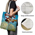 thumbnail image 3 of TaleSpin Bolso de tela con estampado de lienzo para mujer, bolsa de compras reutilizable y estética, con cremallera interior, regalo para mujer,40*45cm., 3 of 6