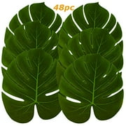 Angle View: Hopeak Artificial Palm Leaves, 48 Pieces Large Palm Leaves for Hawaiian Luau Party Jungle Beach Theme Party Birthday Party Table and Wall Decorations