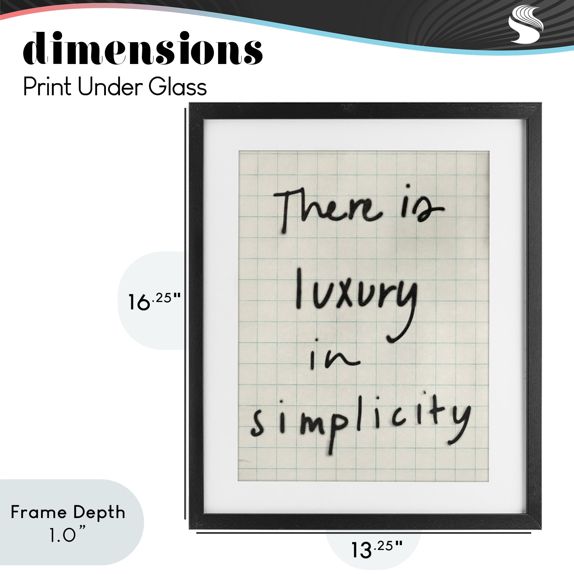 Stupell Industries Luxury In Simplicity Scrawl Black Framed Print Under Glass, design by Victoria Barnes
