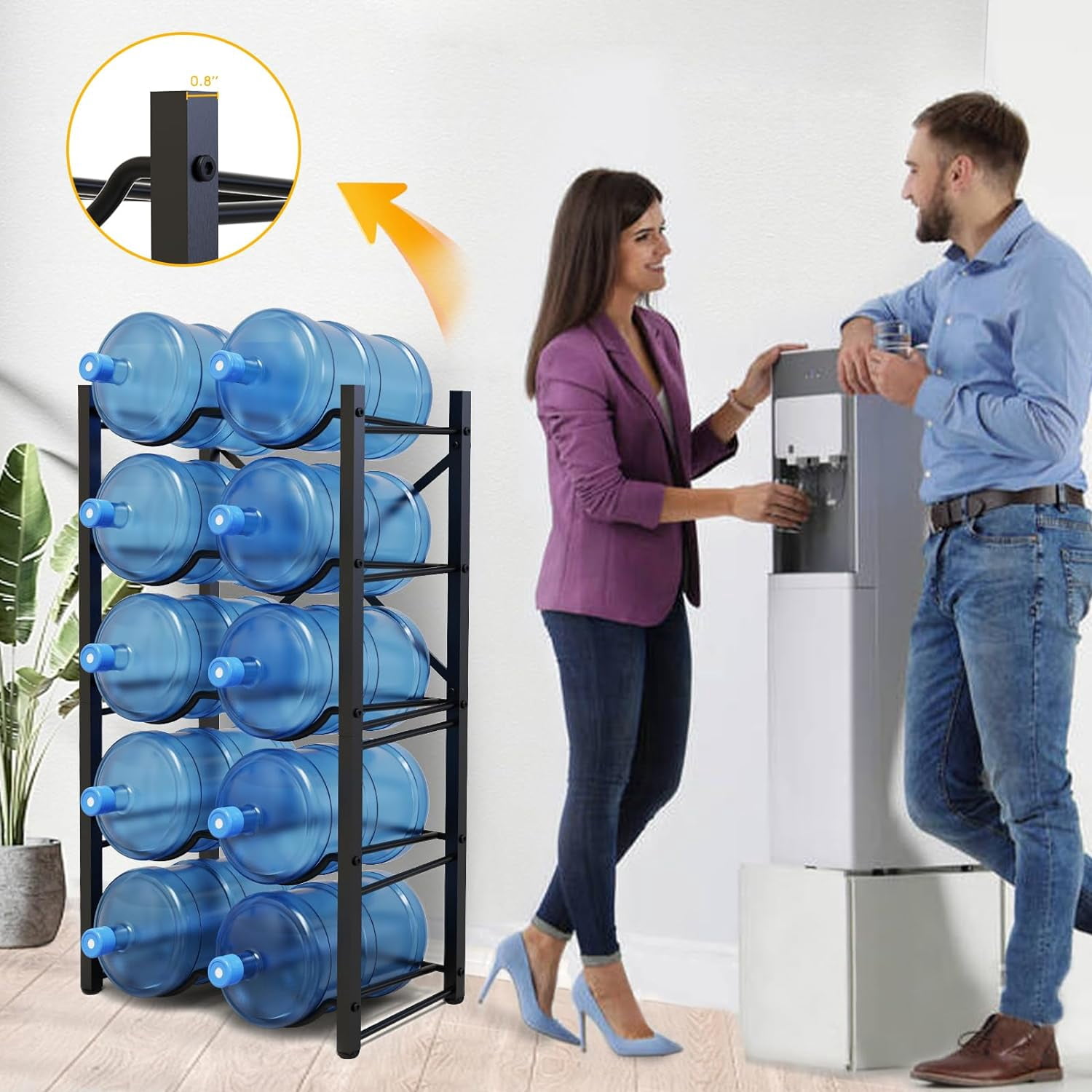 5 Gallon Water Jug Holder, 5 Tier Water Bottle Organizer for 10 Bottles, Water Bottle Storage Rack for Home Kitchen, Office