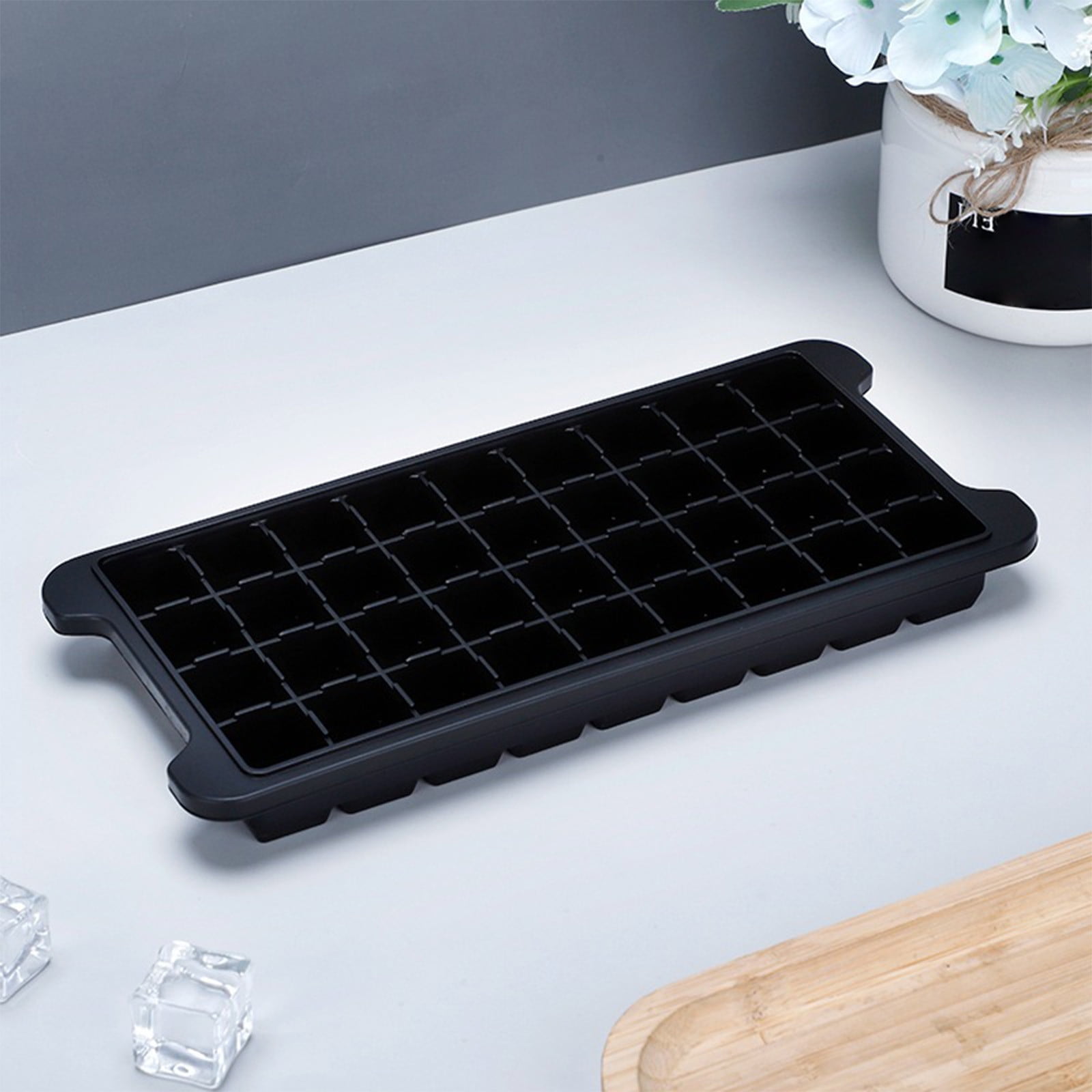 JilgTeok 2 Packs 36-Ice Block Tray with Lid, Large Capacity Easy Press Ice Cube Maker for Freezer, BPA Free Plastic Ice Mold for Whiskey Cocktails Coffee, Dishwasher Safe
