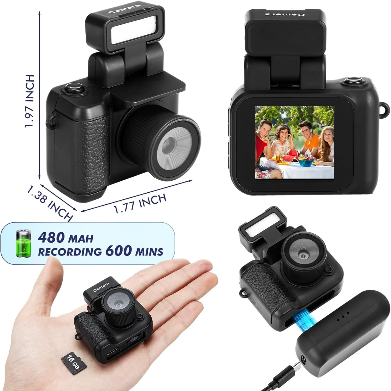 Mini Digital Camera Keychain with Flash Light 1080p Tiny Camera