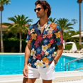 thumbnail image 5 of KUIFORTI Hibiscus Floral Couple Matching Outfits His and Hers Matching Outfits Vacation Lightweight Casual Beach Vacation Party Shirt 4-Way Stretch Suitable for Everyday Casual Wear, 5 of 7