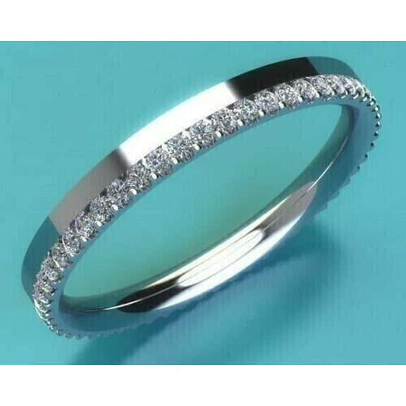2Ct Round Cut Lab Created Diamond Women's Eternity Band Ring 14K White Gold Plated