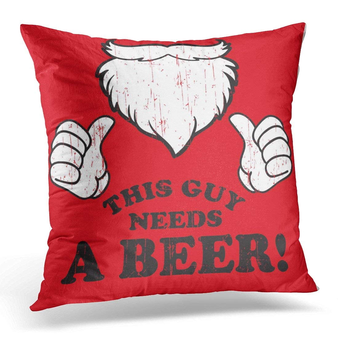 ARHOME Red Christmas Santa Beer White Funny Pillow Case