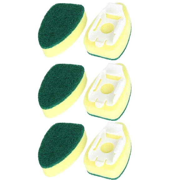 Dishwand Refills Sponges Heads 6pcs Non Scratch Dish Wand Refill Replacement Heavy Duty Scrub Dots Brush Dispenser Soap Dispensing Scrubbers Dishwashing Cleaner Supplies Kitchen Sink Dishwasher Tool