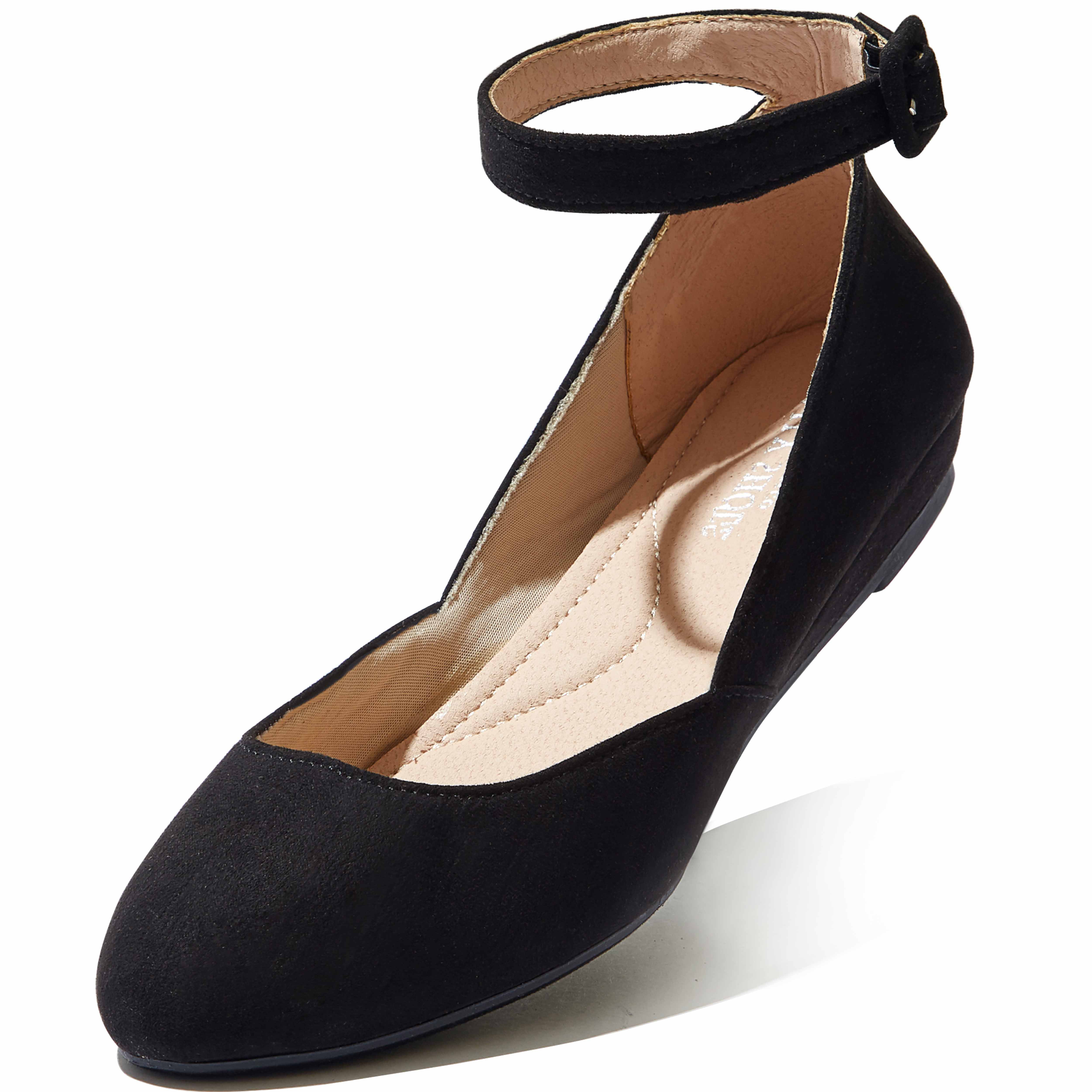 black flat shoes with ankle strap