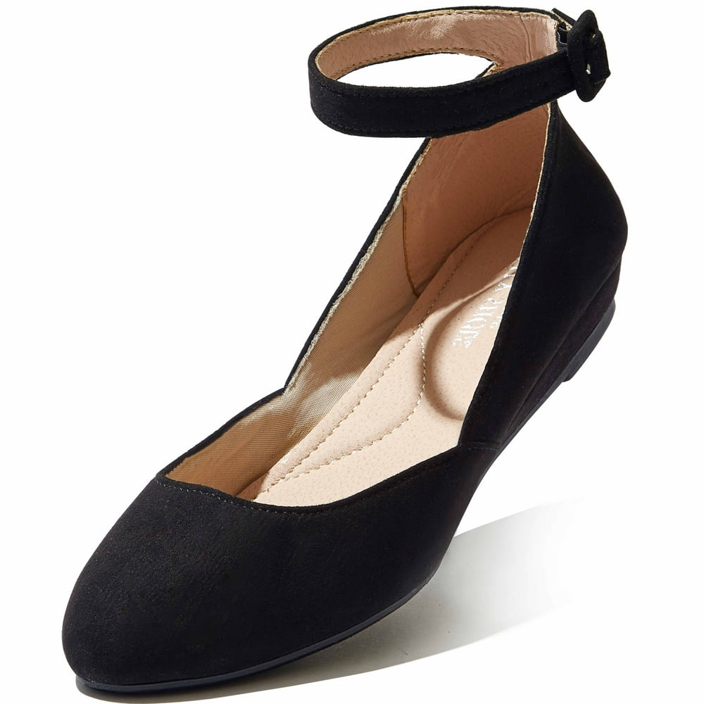 low heel buckle flats
