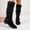 Black, variant on Women’s Fall Winter Suede Knee High Boots Belt Buckle Height Increasing Mid Block Heel Fashion Tall Boots Khaki 9.5(43)