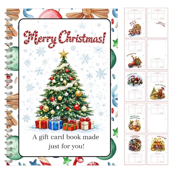 Christmas Gift Card Book, 10 Pages Christmas Card Organizer Holder, Cute Gingerbread Santa Holiday Card Keepsake Book, Funny Christmas Commemorative Gift Card Booklet, for Family, Friends
