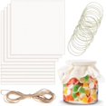 thumbnail image 1 of 20 Pieces Unbleached Muslin Covers Fermentation Muslin Covers 8 Inch Square Jar Cloth Covers with 20 Pieces Rubber Bands and 5 Meters Jute Rope for Bottle Jar and More, 1 of 7