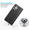 thumbnail image 7 of Njjex for Samsung Galaxy S22 Ultra（6.8"）Wallet Phone Case, Lanyard Flip Card Holder Slot Magnetic PU Leather Purse Kickstand Protective Case, Black, 7 of 7