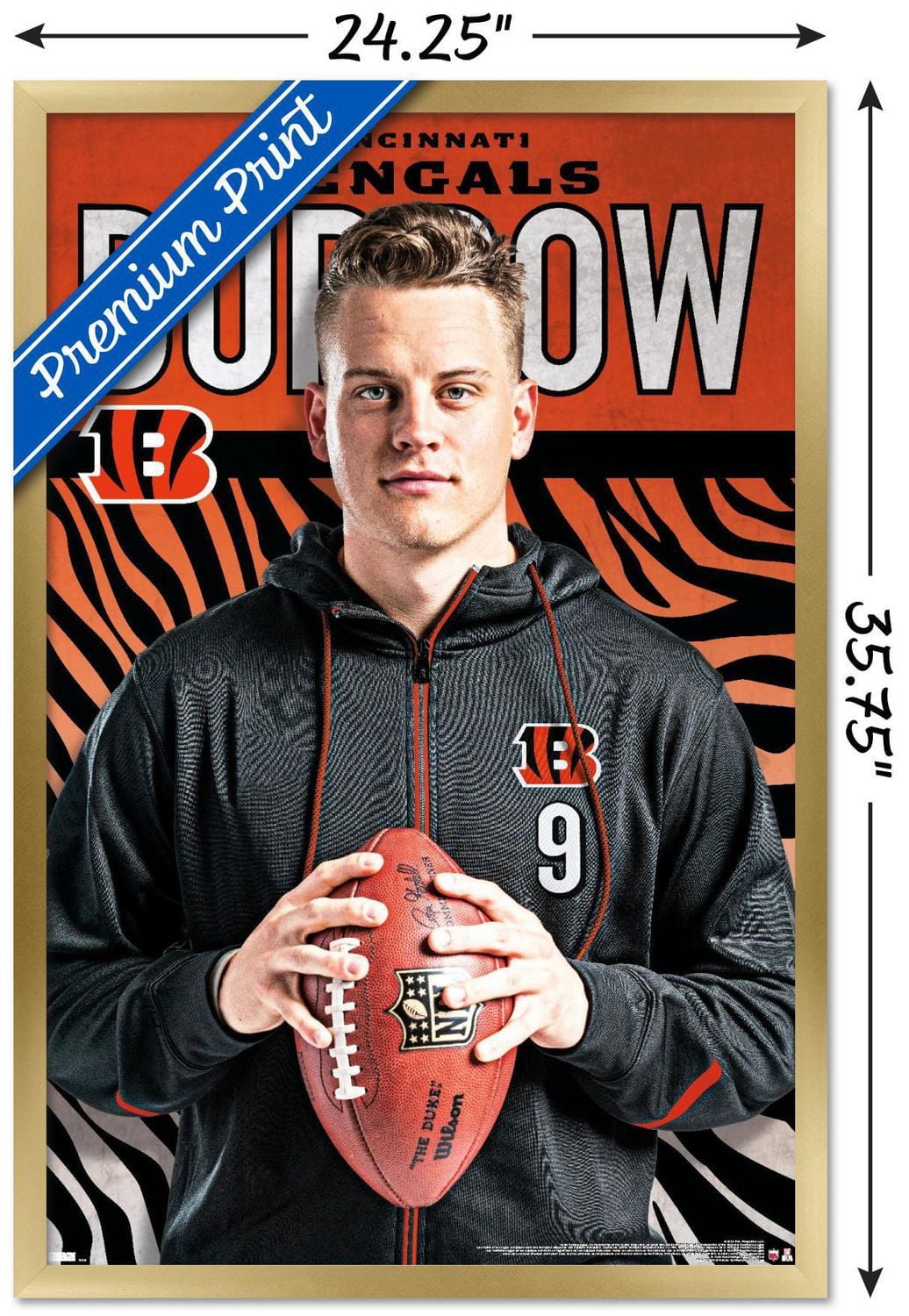 NFL Cincinnati Bengals - Joe Burrow Pose 20 Wall Poster, 14.725" x 22.375" Framed
