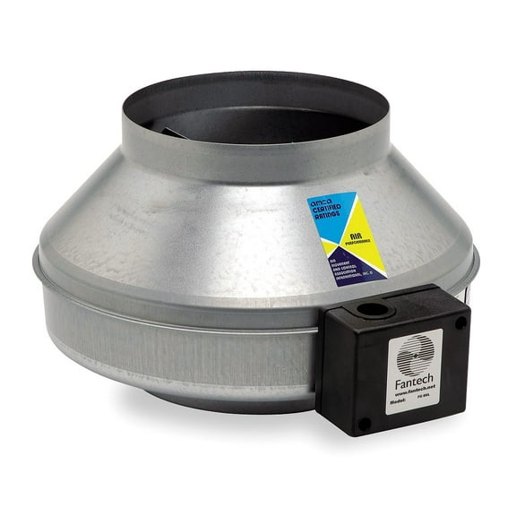 Fantech Steel 11"D,13.4"H,7.5"W Inline Duct Fan 45017A
