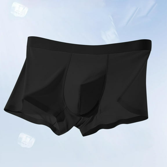 Rohuuque Men's Boxer Briefs Ice Silk Underwear Invisibles Boxer Briefs Breathable Trunks with Soft Elastic Waistband for Daily Wear Black