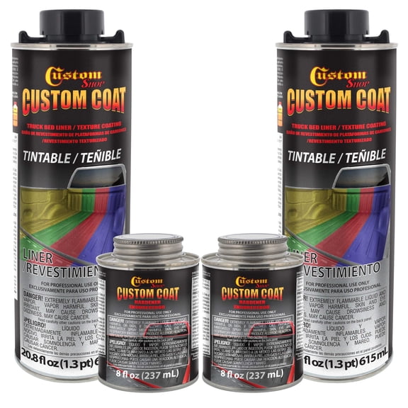 Custom Coat Tintable Base Only 2 Quart (1/2 Gallon) Urethane Spray-On Truck Bed Liner Kit - Easy 3 to 1 Mix Ratio, Just Mix, Shake and Shoot , Prevent Rust