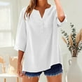 thumbnail image 5 of Comdrip Cotton Muslin Shirt Women! Cotton Linen Shirts for Women Summer Button Down Tops 3/4 Length Sleeve Casual Blouses Oversized Tshirts 2025 Gauze Shirts for Women White 2XL, 5 of 10