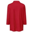 thumbnail image 3 of Resicozy 3/4 Length Sleeve Womens Tops 2026 Spring Summer Collared Polo Shirts V Neck Casual Basic Solid Polos Shirt Red S, 3 of 4