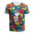 thumbnail image 1 of Hombre Camiseta Papá Noel Estampados Gráficos Cuello Barco Estampado 3D Al aire libre Navidad Manga Corta Estampado Ropa Deportes Casual, 1 of 4