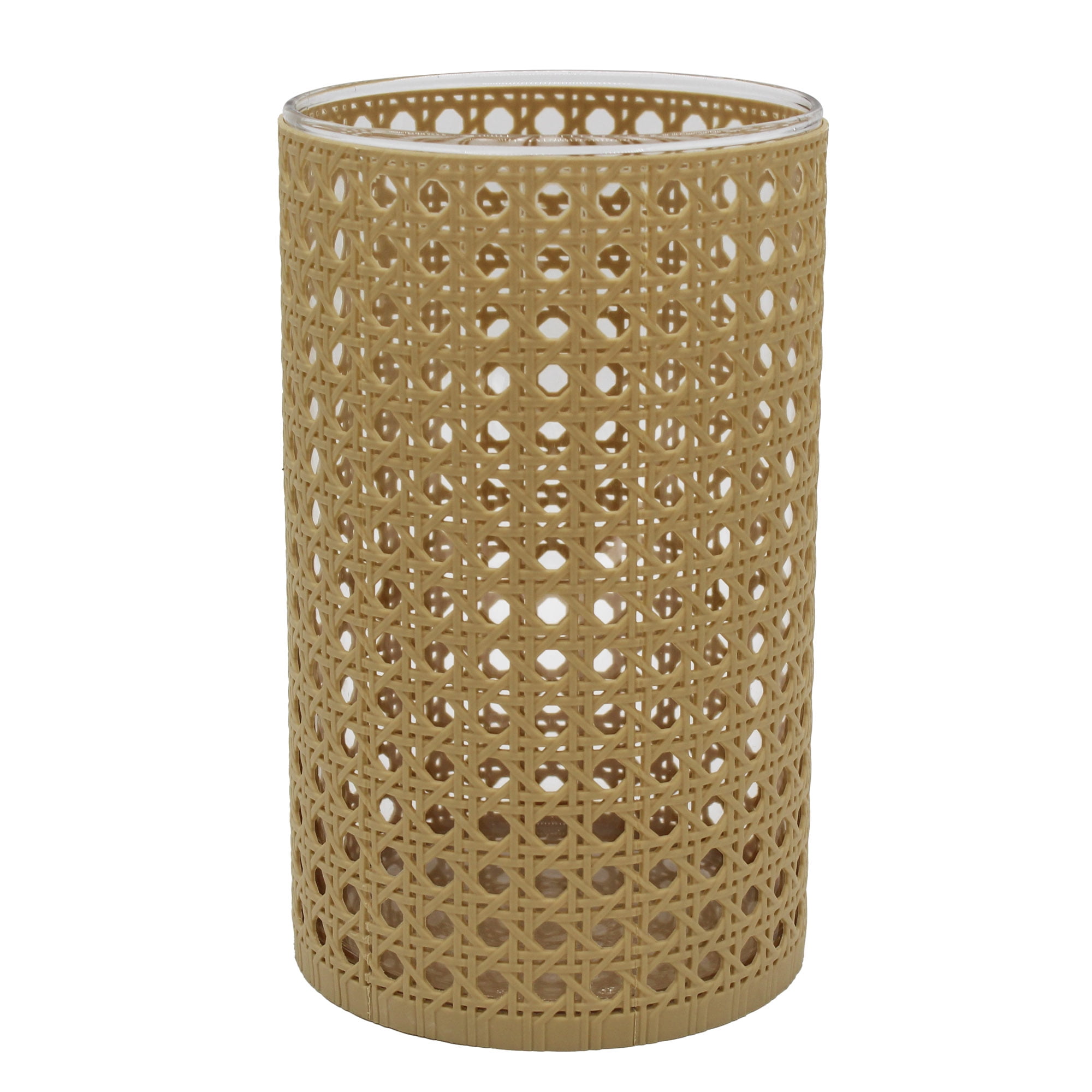 (2 pack) Better Homes & Gardens Wrapped Rattan Glass Hurricane Candle Holder, 8", Medium
