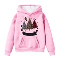 thumbnail image 4 of Tanghaowl Kids Sweatshirts Print Girls Hooded Sweatshirt Festive Kids Pullover Cozy Top Soft Casual Winter Wear Outfit Childrens Holiday Pink 1-2 Years, 4 of 5