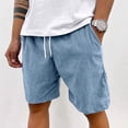 thumbnail image 2 of Dwelliawo Men's Casual Corduroy Short Lightweight Elastic Waist Corduroy Shorts Travel Relaxed Fit Wide Leg Shorts Pant Knee Length Drawstring Short Blue XL, 2 of 7