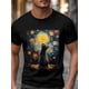thumbnail image 3 of Men's T-Shirt,Short Sleeve Tee Shirt Casual Tops Starry Sky Cat Crew Neck T Shirts for Men, 3 of 8