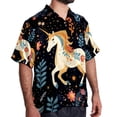 thumbnail image 2 of Starry Unicorn Men's Button Down Hawaiian Poplin Shirt Summer Beach Printed Casual Short Sleeve Unisex Shirts, 2 of 6