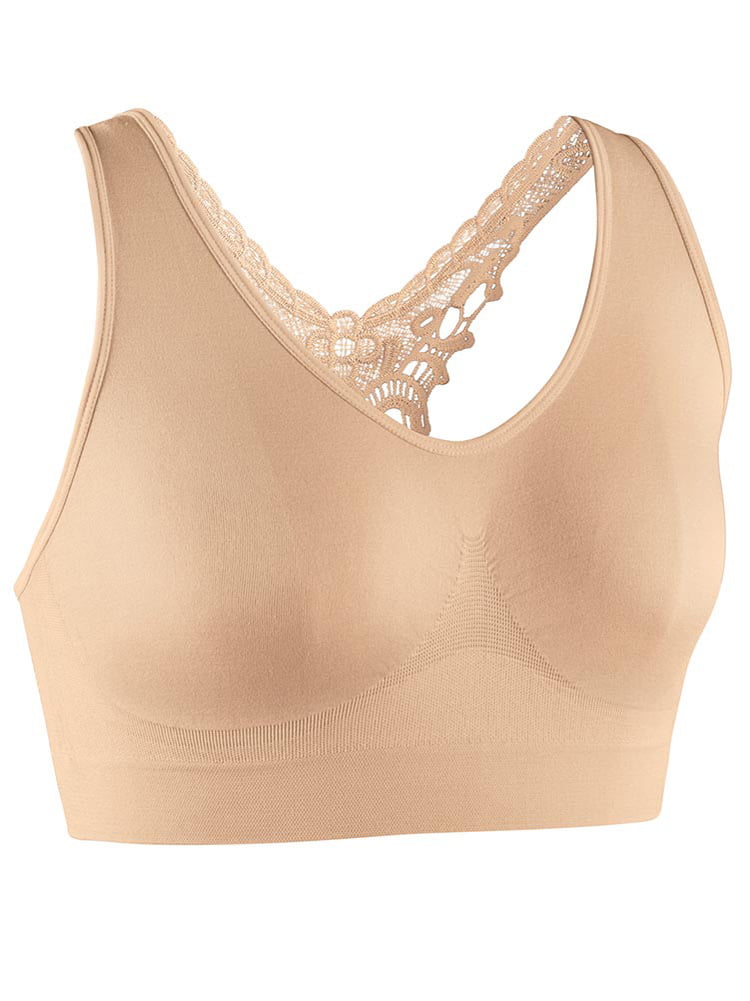 Lovely Lace Comfort Bra, ComfortFinds Seamless Lace Camisole Pullover Bra