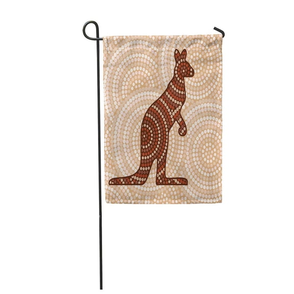 SIDONKU Art Abstract Aboriginal Kangaroo Dot Painting in Vector Format Australian Garden Flag Decorative Flag House Banner 28x40 inch