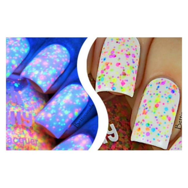 UV Blacklight Reactive Neon Glitter Nail Polish Freckles