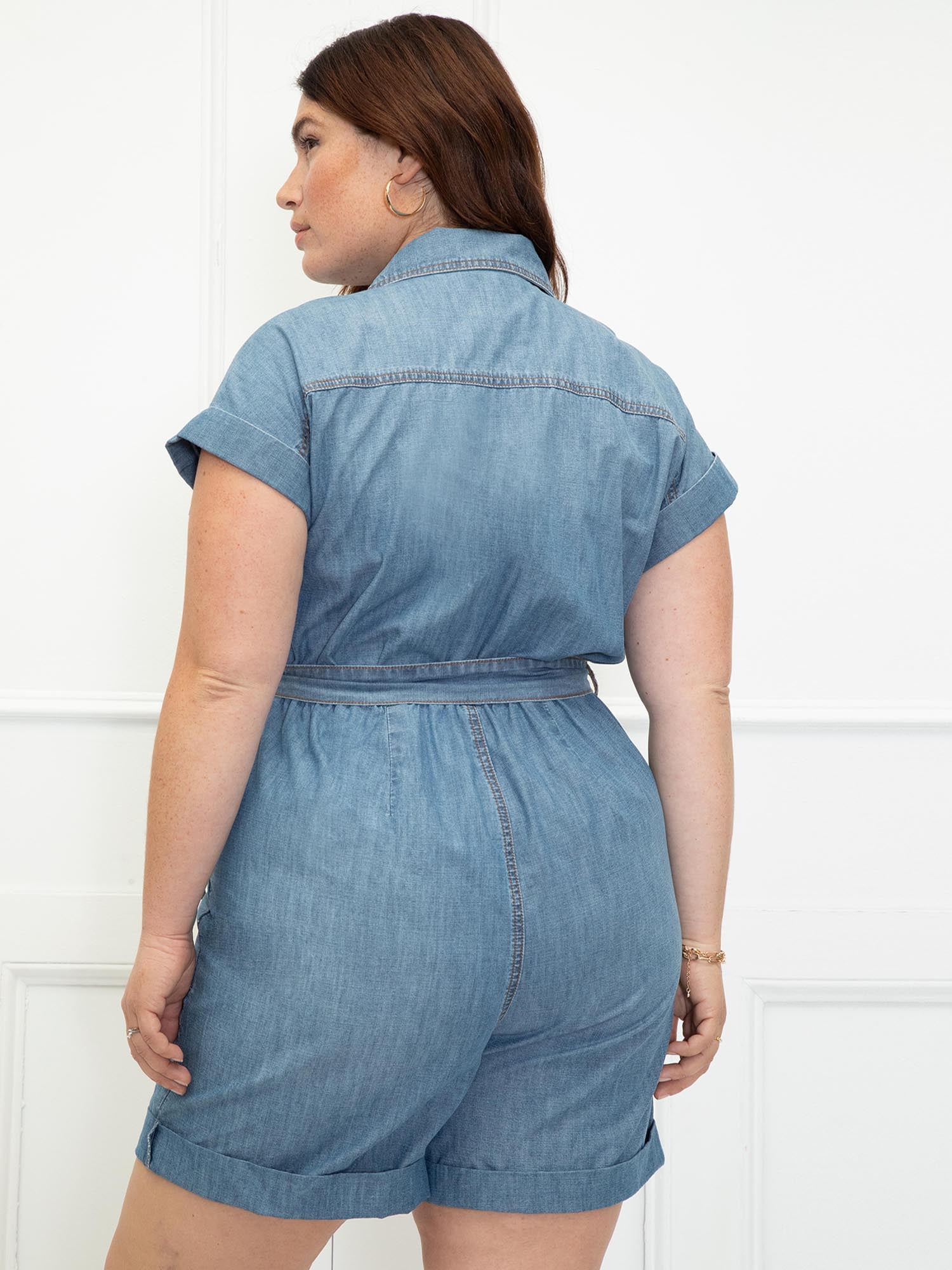 Blue jean top romper plus size