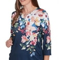 thumbnail image 4 of Alfred Dunner Womens Floral Knit Ruched Sleeve Top, 4 of 4