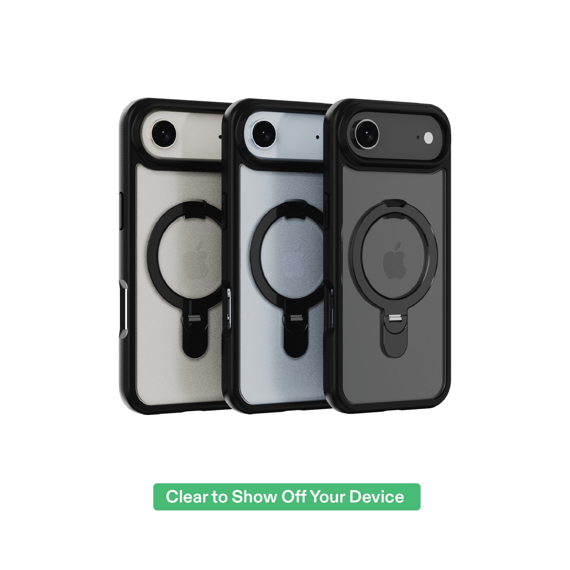 onn MagSafe Compatible Phone Case with Kickstand for iPhone Air - Black/Frosted Clear