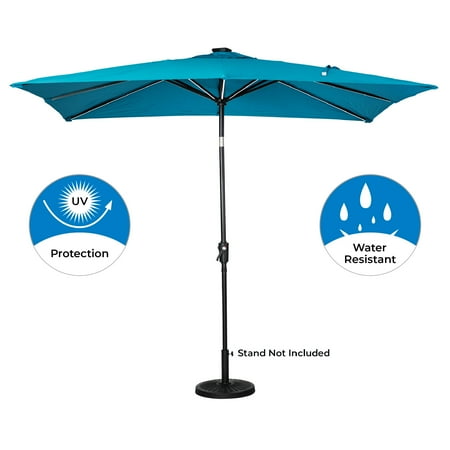 Sun Ray - 9'x7' Rectangular Next Gen Solar Lighted Umbrella - Teal