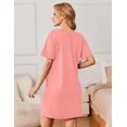 thumbnail image 5 of Ekouaer Nightgowns for Women Cotton Sleep Shirts Tshirt Nightshirt Casual Sleepdress Sleepwear with Pockets, 5 of 6