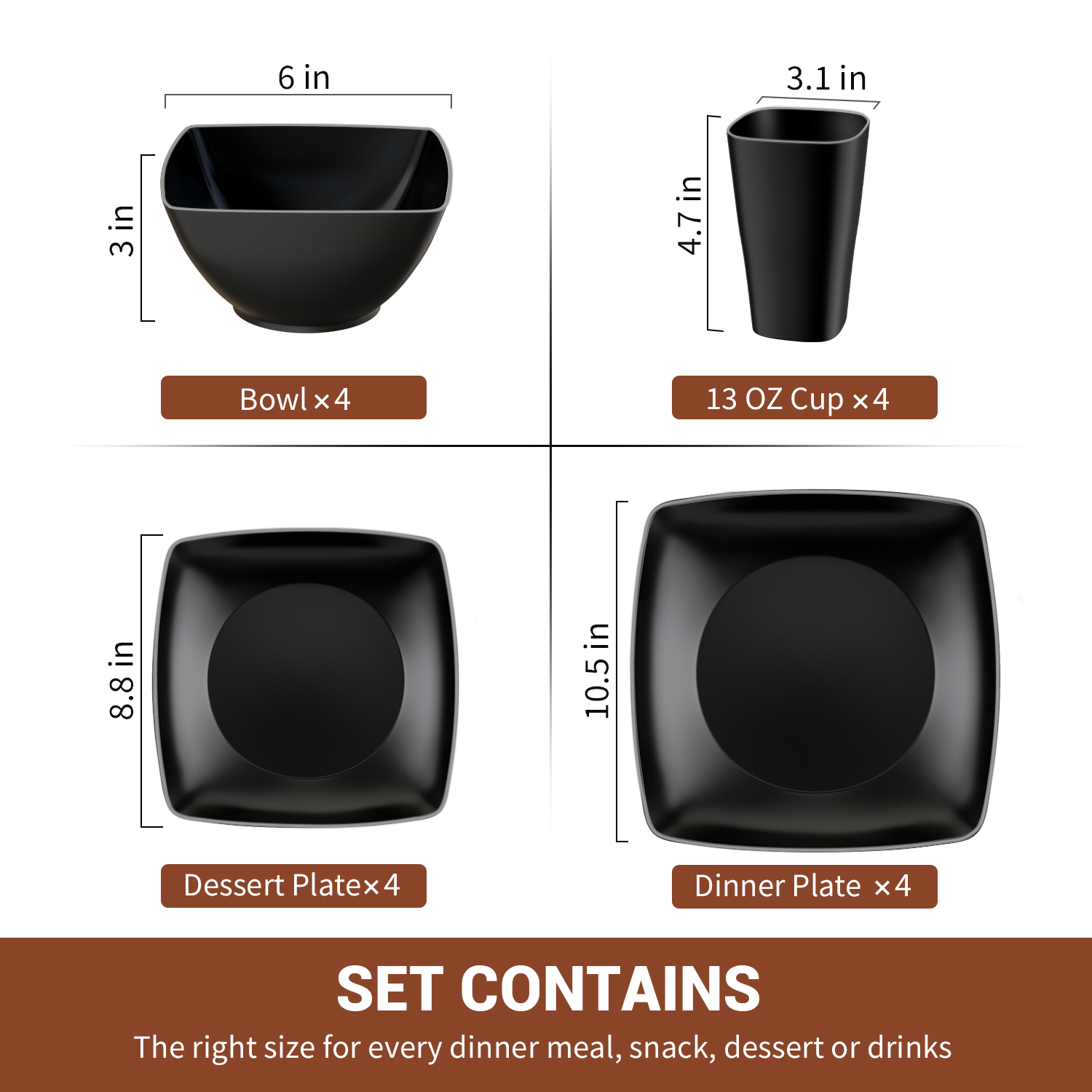 TINANA Wheat Straw Dinnerware Set, Service for 4 photo 2