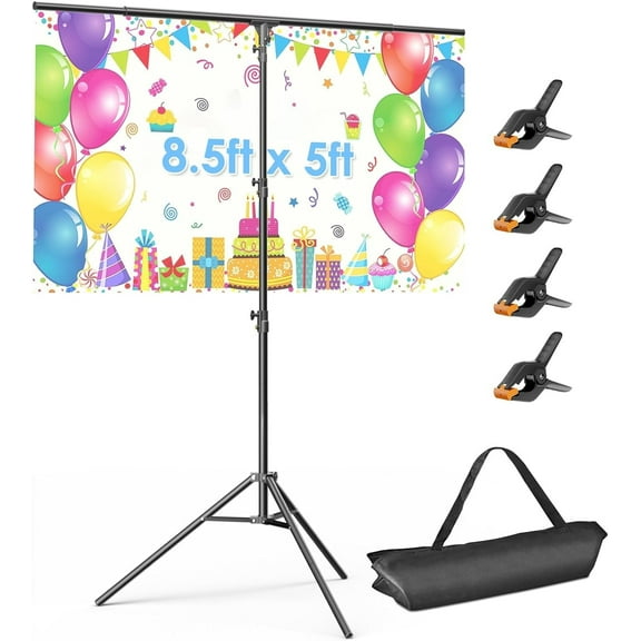 Emart T Shaped Backdrop Stand 8.5x5ft, Photography Photo Backdrop Stand Adjustable with Clips