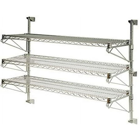 

18 Deep x 72 Wide x 33 High Adjustable 3 Tier Chrome Wall Mount Shelving Kit
