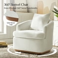 thumbnail image 3 of Tina's Home Modern Chenille Swivel Accent Chair Set of 2, 360° Barrel Chairs with Lumbar Pillow Ivory, 3 of 6