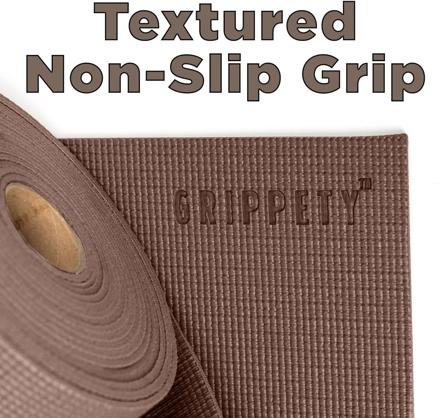 Grippety Slip-Resistant Floor Mat Roll & Yoga Mat – 25ft x 24" x 5mm – Cut-to-Fit Hallway Runner, Kitchen Mat, Drawer Liner, Shelf Liner, Bench Mat, Washable Pet Crate Pad, Cabinet Liner – Chocolate