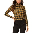 thumbnail image 1 of INSPIRE CHIC Blouse Décontractée à Carreaux pour Femme à Col Roulé Ajustée à Manches Longues, 1 of 6